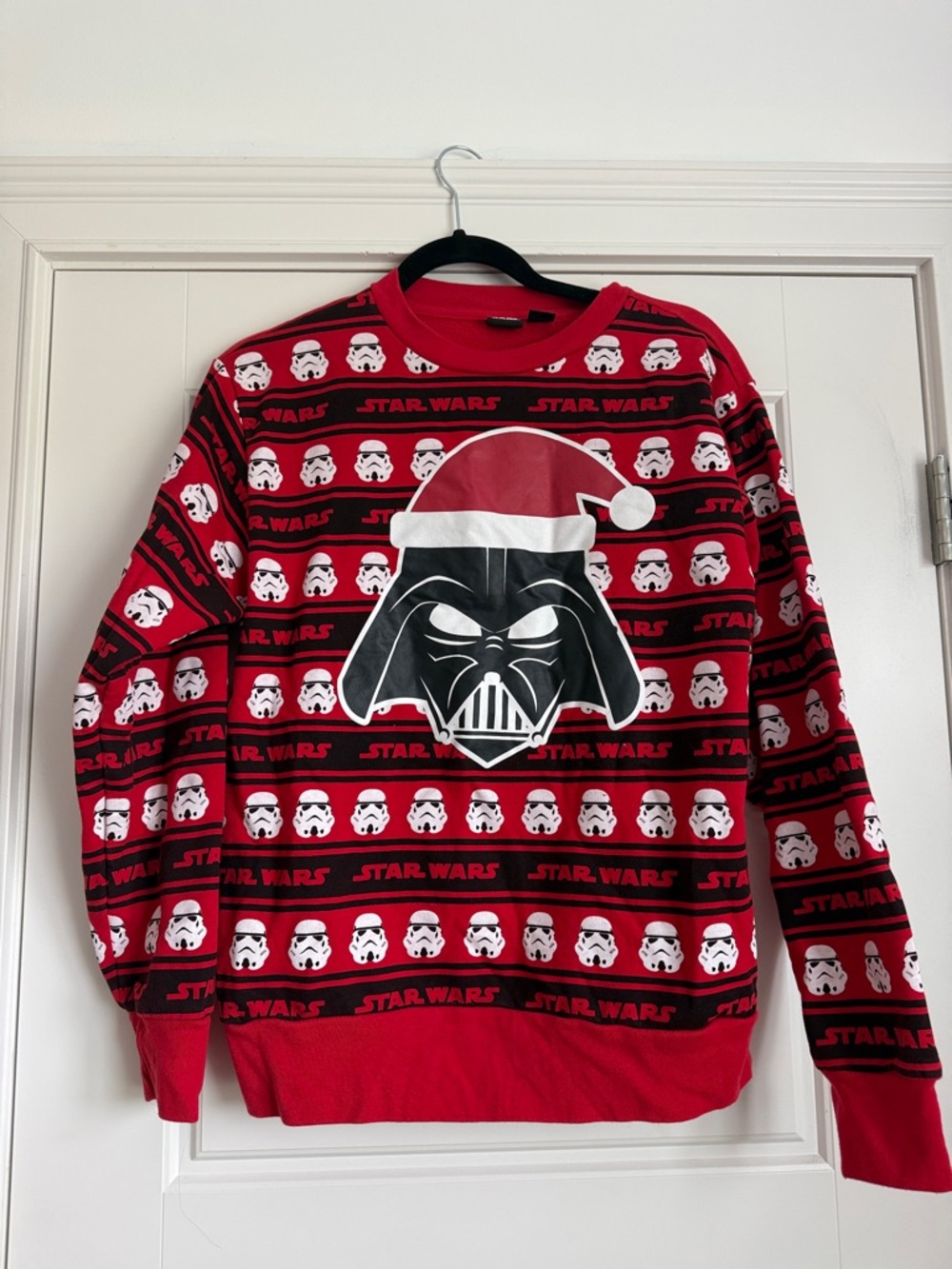 Star Wars Men’s Red & Black Darth Vader Holiday Crewneck Sweater